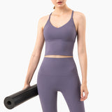 Sexy Back Cross Strappy Cropped Workout Top Padded Sports Yoga Bra