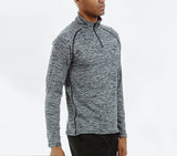 Men's Long Sleeve Quick Dry Lightweight Running Exercise Sports T-Shirt Top with zip