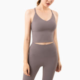 Sexy Back Cross Strappy Cropped Workout Top Padded Sports Yoga Bra