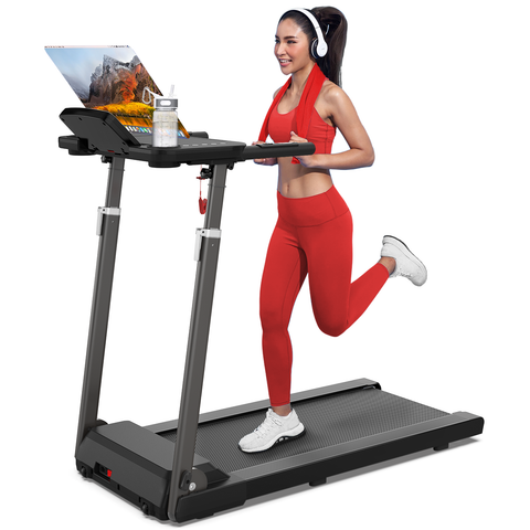 Treadmill with Desk Workstation & Adjustable Height, 300 LBS Weight Capacity