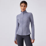 Women's Fall Yoga Jacket Long Sleeve Slim Fit High Neck Running Cycling Fitness Top