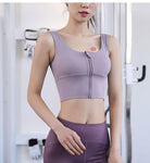 Double-sided Fleece Yoga Sports Bra: Women's High-Intensity Zip-Front Shockproof Fitness Bra