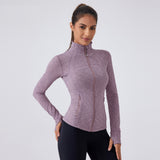 Women's Fall Yoga Jacket Long Sleeve Slim Fit High Neck Running Cycling Fitness Top