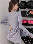 Long Sleeve Split Hem Sports Hoodie: Loose Fit, Quick-Dry Workout Top for Women, Perfect for Running and Yoga