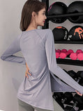 Long Sleeve Split Hem Sports Hoodie: Loose Fit, Quick-Dry Workout Top for Women, Perfect for Running and Yoga