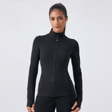 Women's Fall Yoga Jacket Long Sleeve Slim Fit High Neck Running Cycling Fitness Top