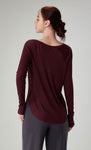 Women's Off-Shoulder Loose Fit Yoga Top - Fall Long Sleeve Activewear