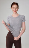 Seamless Slim Fit Yoga Top for Women - Breathable Waist-Cinching Activewear