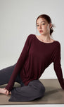 Women's Off-Shoulder Loose Fit Yoga Top - Fall Long Sleeve Activewear