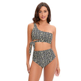 Leopard Print Women's Bikini: Strap Tie Two-Piece Swimwear