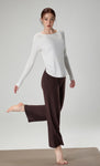 Women's Off-Shoulder Loose Fit Yoga Top - Fall Long Sleeve Activewear