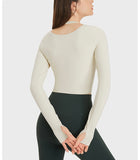 Trendy Halter-Neck Long-Sleeve Yoga Top – Sculpting, Ultra-Soft, and Fashion-Forward