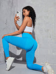 Women's Sexy Line Hip Lifting Sports Tight Pants High Waist Elastic Fitness Pants Running Yoga Pants