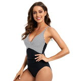 Women's Swimwear Striped Halter One-Piece Swimsuit Open Back Triangle Bathing Suit