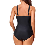 Deep V Crossed Ruched European Style Swimsuit Body-Shaping Tummy-Control One-Piece Swimwear for Women
