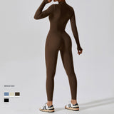 Seamless Zip-Up Long-Sleeve Yoga Jumpsuit