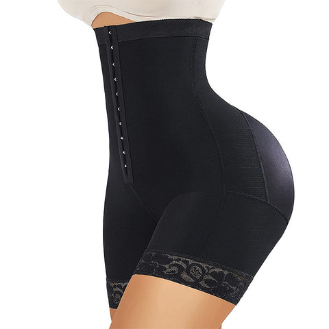 Women's high-waisted belly-controlling butt lifter shapewear pants with hooks