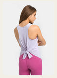 New Bow Back Loose Breathable Running Hoodie Bare Skin friendly Strap Tank Top