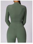 Seamless Zip-Up Long-Sleeve Yoga Jumpsuit