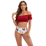 Women's Sexy Half-Sleeve High-Waisted Bikini Swimwear