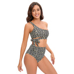 Leopard Print Women's Bikini: Strap Tie Two-Piece Swimwear