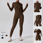 Seamless Zip-Up Long-Sleeve Yoga Jumpsuit