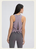 New Bow Back Loose Breathable Running Hoodie Bare Skin friendly Strap Tank Top