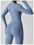 Seamless Zip-Up Long-Sleeve Yoga Jumpsuit