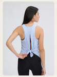 New Bow Back Loose Breathable Running Hoodie Bare Skin friendly Strap Tank Top