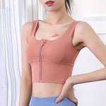 Double-sided Fleece Yoga Sports Bra: Women's High-Intensity Zip-Front Shockproof Fitness Bra