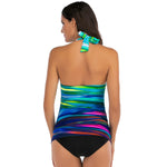 Sexy Gradient Print Halter Neck Two-Piece Swimwear for Women