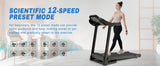 Compact Easy Folding Treadmill Motorized Running Jogging Machine with Audio Speakers and Incline Adjuster