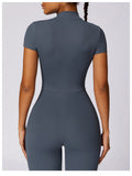 Zippered Short Sleeve Yoga Bodysuit