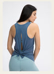 New Bow Back Loose Breathable Running Hoodie Bare Skin friendly Strap Tank Top