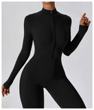 Seamless Zip-Up Long-Sleeve Yoga Jumpsuit