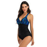 Women's One-Piece Swimsuit Half-Body Printed Design Sexy yet Conservative Swimwear