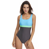 Sexy Triangle Sports Color Block One-Piece Swimsuit for Women