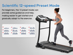 NEW Home Folding Treadmill with Pulse Sensor Running Machine with 3 Level Incline 12 Preset Programs