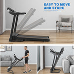 Compact Easy Folding Treadmill Motorized Running Jogging Machine with Audio Speakers and Incline Adjuster