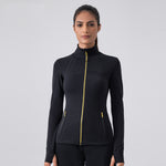 Women's Fall Yoga Jacket Long Sleeve Slim Fit High Neck Running Cycling Fitness Top