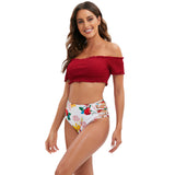 Women's Sexy Half-Sleeve High-Waisted Bikini Swimwear