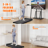 Under Desk Treadmill 2 in 1 Portable Treadmill with Handle Remote Control LED Display