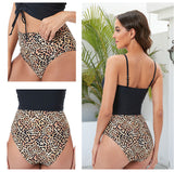 Women's Sexy High-Waisted Bikini: Deep V Drawstring Strap Two-Piece Swimwear