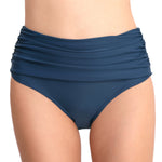 Women's High-Waisted Elastic Ruched Swim Trunks: Conservative Triangle Bikini Bottoms