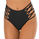 Women's High-Waisted Swim Trunks Sexy Hip-Enhancing Pants Solid Color Ruched High-Waisted Swimwear