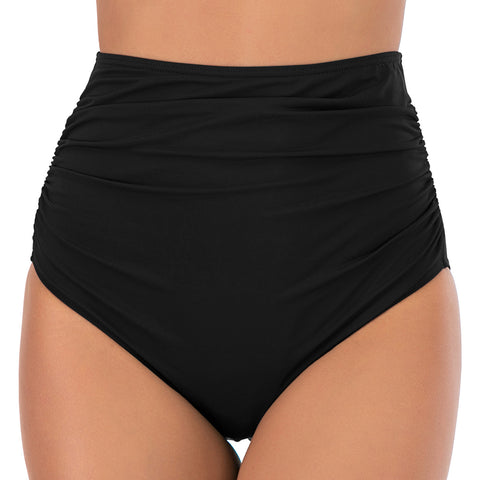 Women's Triangle Bikini Bottoms Sexy Hip-Enhancing Ruched Swim Trunks Versatile High-Waisted Swimwear