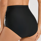 High-Waisted Elastic Ruched Swim Trunks Conservative Swimwear for Women