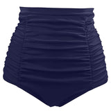 High-Waisted Elastic Ruched Swim Trunks Conservative Swimwear for Women