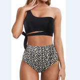 Leopard Print Women's Bikini: Strap Tie Two-Piece Swimwear