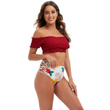 Women's Sexy Half-Sleeve High-Waisted Bikini Swimwear